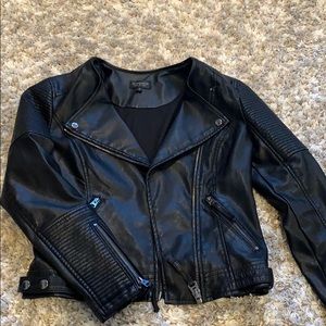 TOPSHOP black faux leather moto jacket